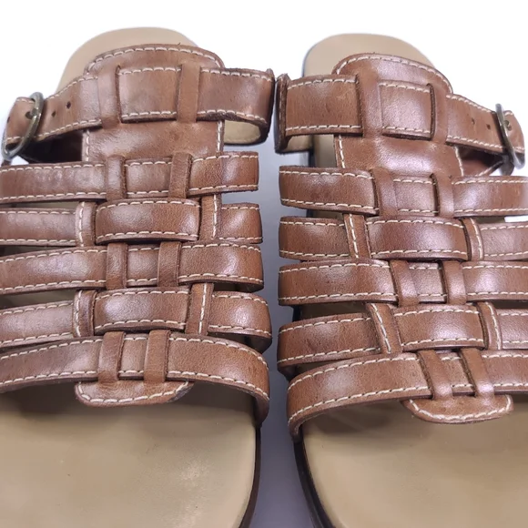 Dansko Brown Strappy Leather Adjustable Slip On Open Toe Platform Clog Sandal 37 - Picture 6 of 11